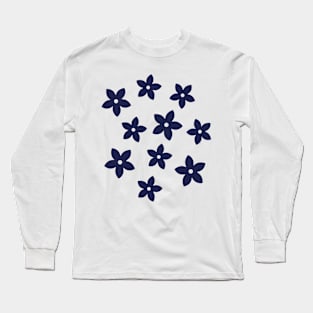 Blue flowers, retro 70's vibe Long Sleeve T-Shirt